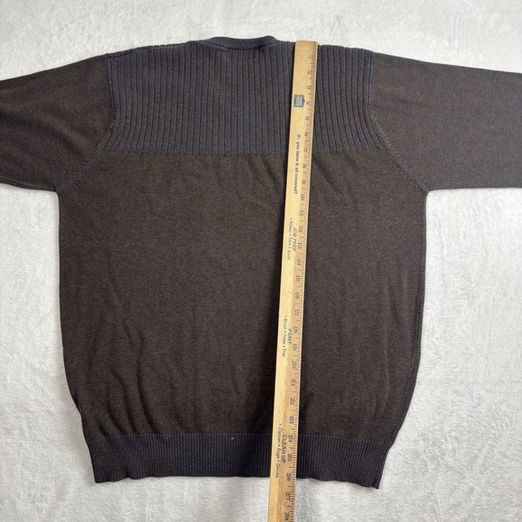 Y2K Pronto Uomo Blue Brown Long Sleeve V-Neck Sweater Men's‎ XL - Picture 5 of 6